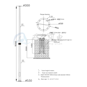 9m Tower for 5kw Wind Turbine