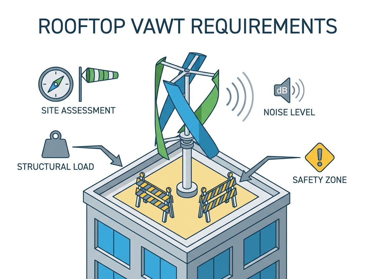 Vertical Axis Wind Turbine Rooftop Installation