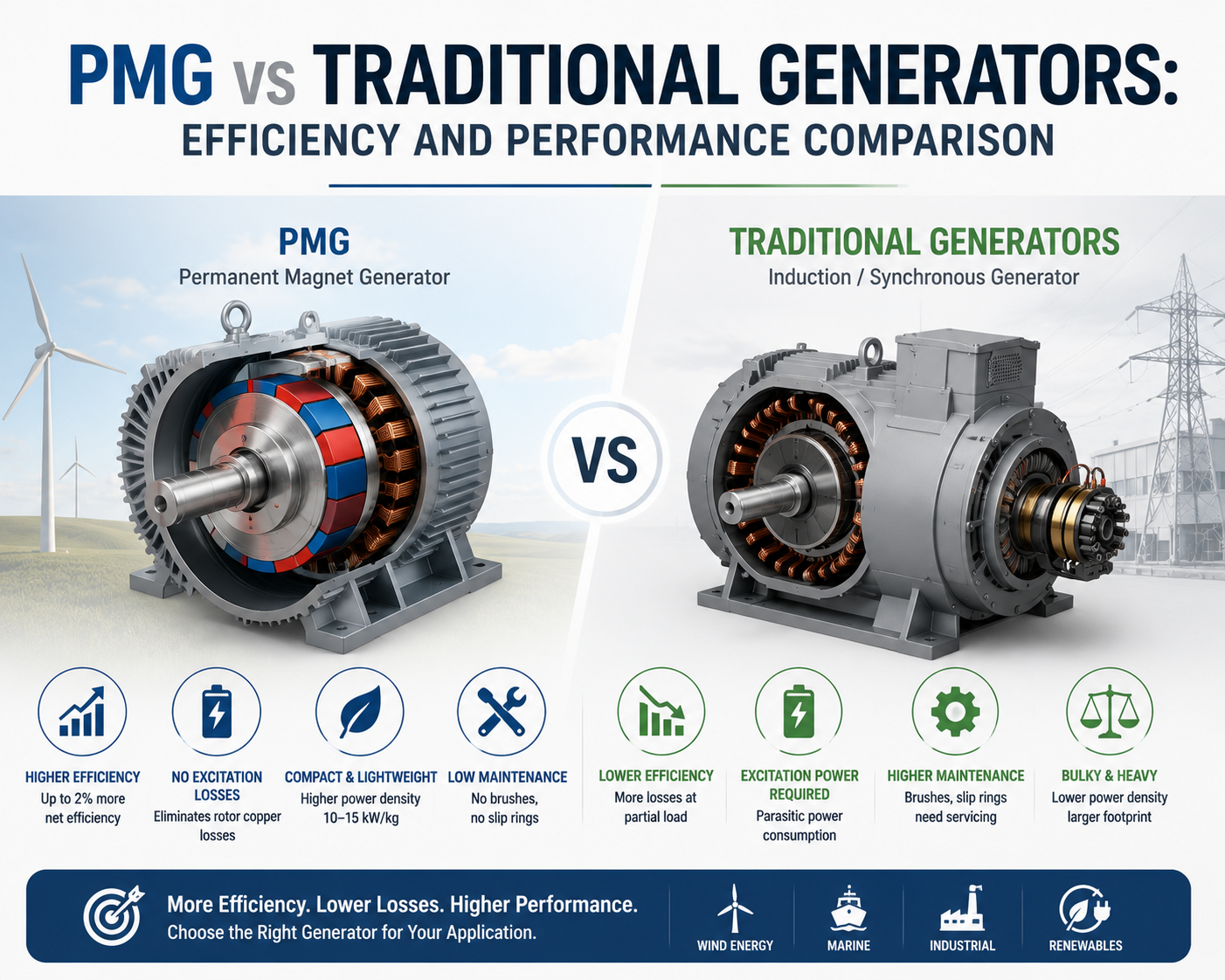 PMG vs Traditional Generators: Efficiency And Performance Comparison
